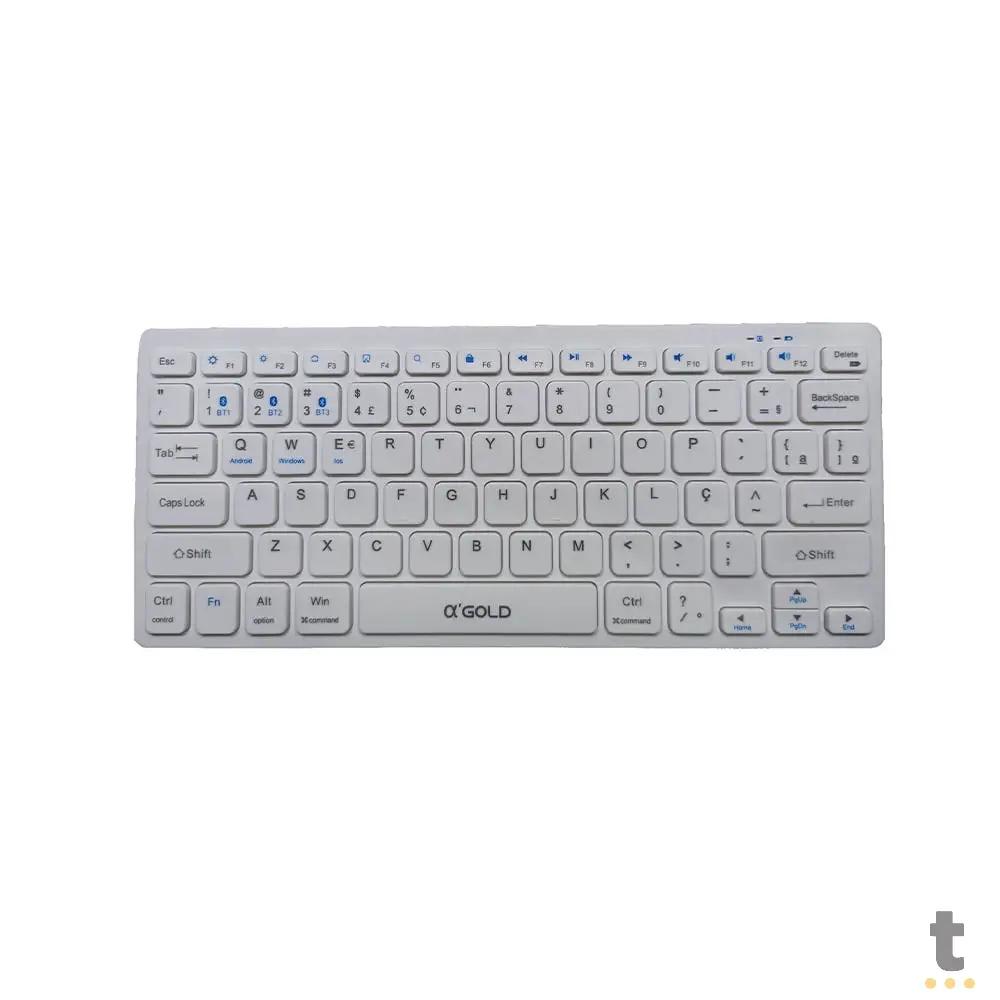 Teclado Sem Fio aGold Conexão BT Branco - TCD-05 Truedata